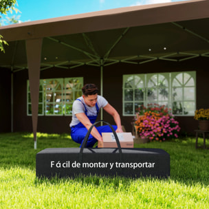 Carpa Plegable 6x3 m, Pop-up, con 4 Laterales Desmontables, Cenador de Jardín con 4 Ventanas Visibles y Bolsa de Transporte, Impermeable, Anti-UV, Gazebo para Camping, Fiestas, Exterior, Café