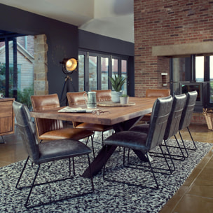 Table à manger 240 cm bois/métal pied croisé OKA