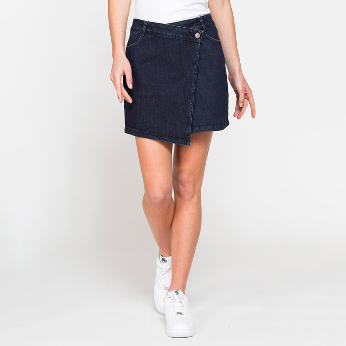 MINIGONNA ASIMMETRICA IN DENIM STRETCH 12oz