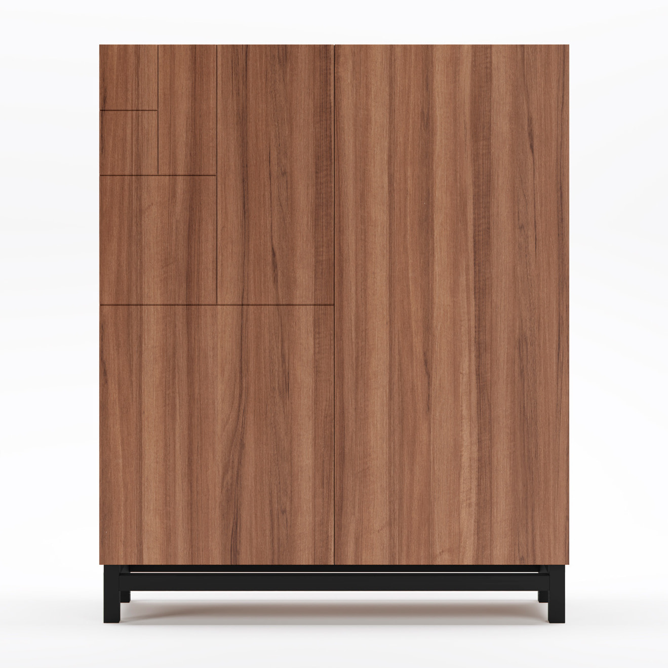 Zapatero melamina Volda nogal patas negro 112x90x27 cm