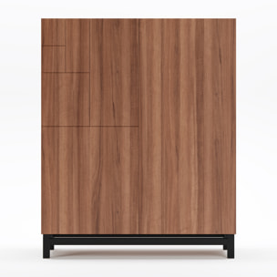 Zapatero melamina Volda nogal patas negro 112x90x27 cm