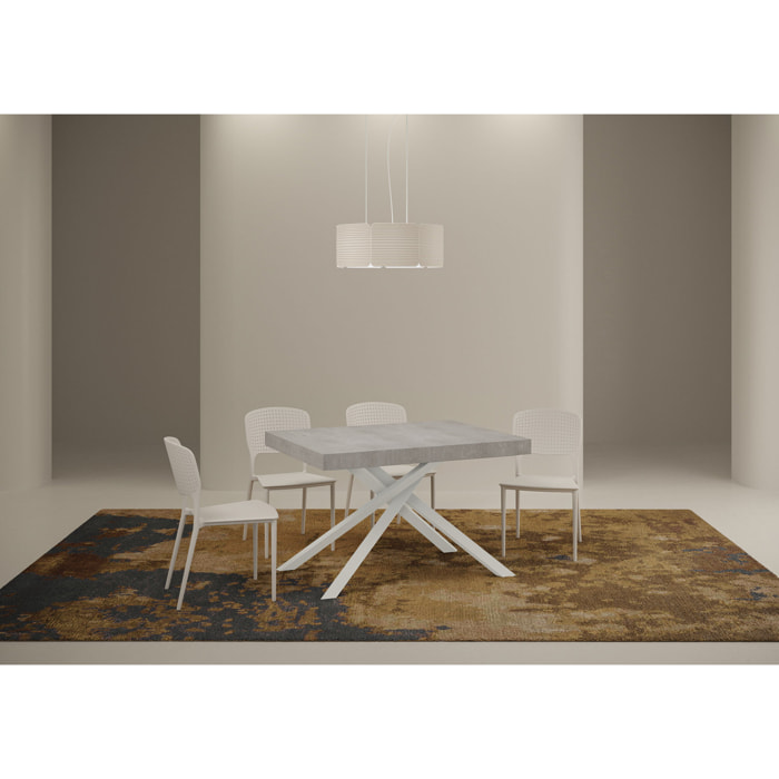 Tavolo allungabile 120X80/204cm Karida Cemento telaio Bianco