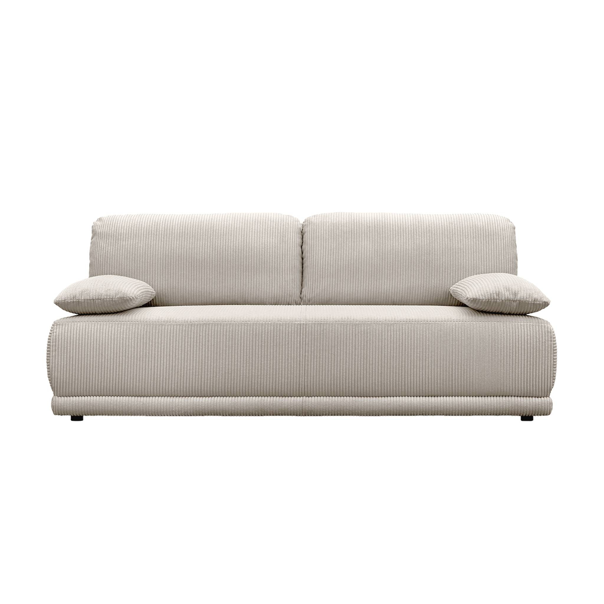 Banquette convertible 3 places velours côtelé greige avec coffre de rangement - L 192 x P 100 x H 81cm -Nelson