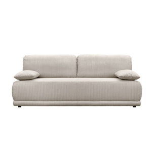 Banquette convertible 3 places velours côtelé greige avec coffre de rangement - L 192 x P 100 x H 81cm -Nelson