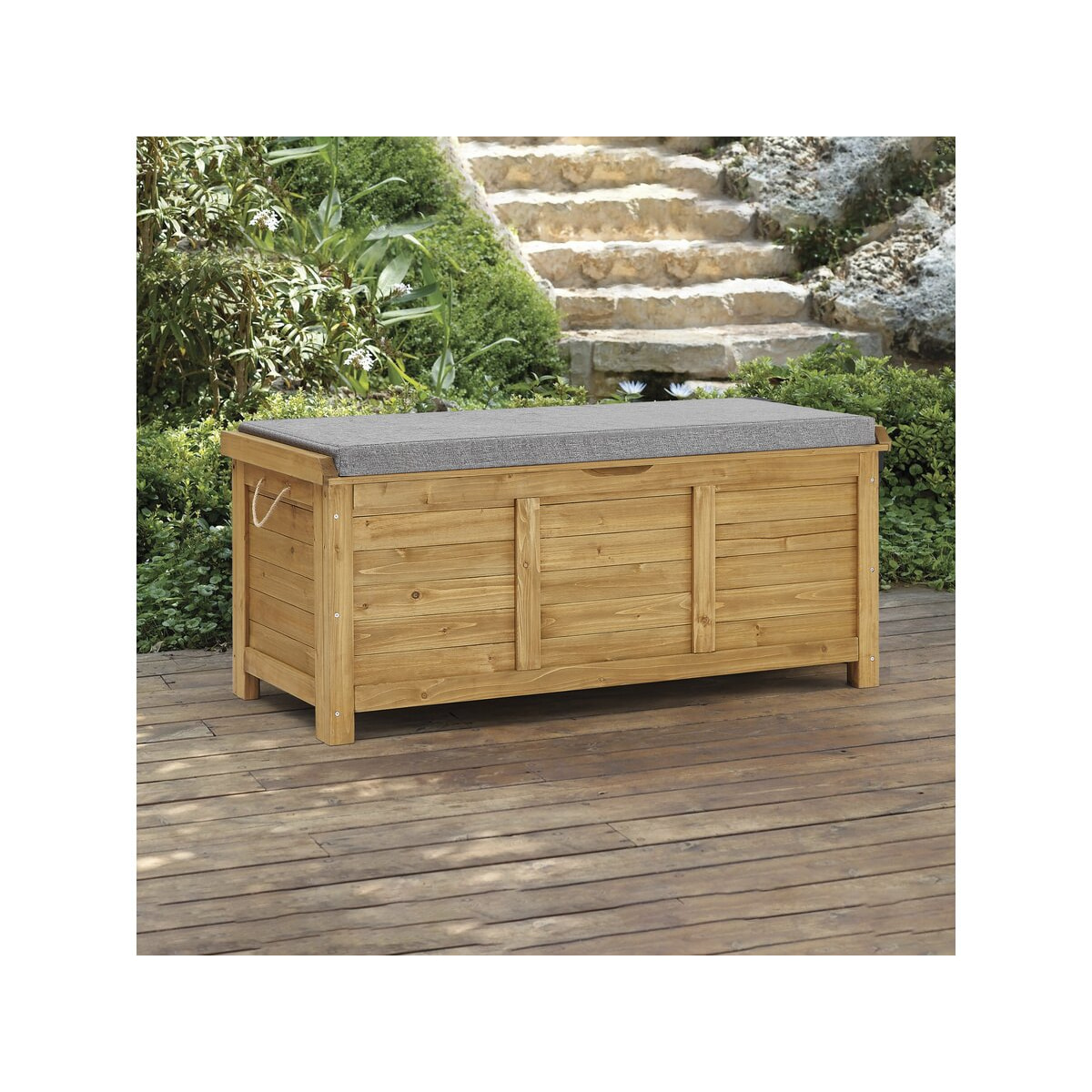 Coffre de jardin "Gana" en bois - 125 x 60 x 54 cm - Marron