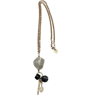 Collar largo Meteoro pendant charms nacar cristal en dorado latón