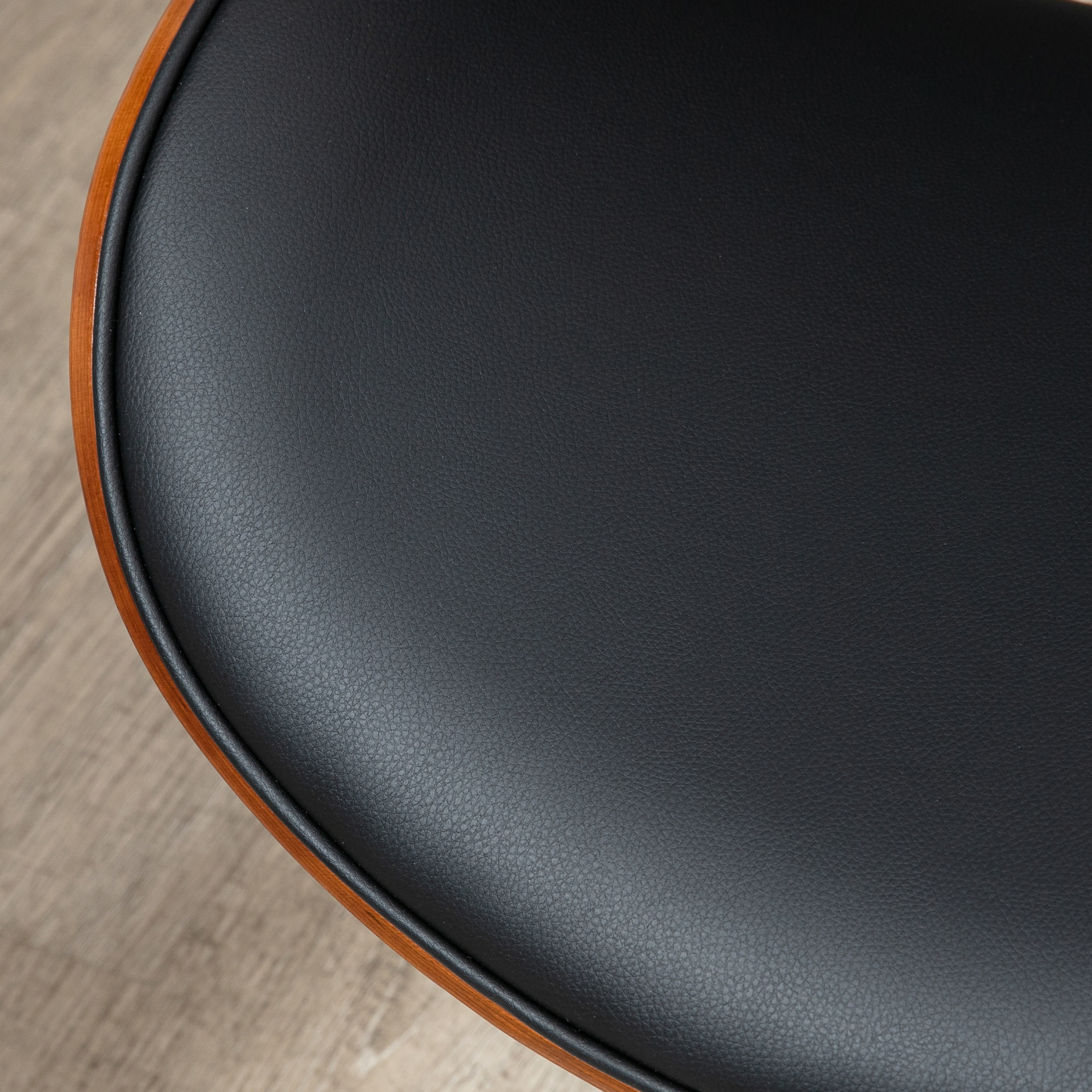 Vinsetto Silla de Oficina con Ruedas, Silla de Escritorio Tapizada en PU con Asiento Ancho y Curvado de Madera, Respaldo Acolchado, Altura Ajustable, Diseño sin Brazos, para Casa, Oficina, Negro