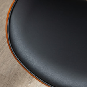 Vinsetto Silla de Oficina con Ruedas, Silla de Escritorio Tapizada en PU con Asiento Ancho y Curvado de Madera, Respaldo Acolchado, Altura Ajustable, Diseño sin Brazos, para Casa, Oficina, Negro