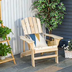 Silla Adirondack de Madera Silla de Jardín con Asiento Extra Ancho Carga 150 kg para Patio Terraza Balcón 78x89x88 cm Natural