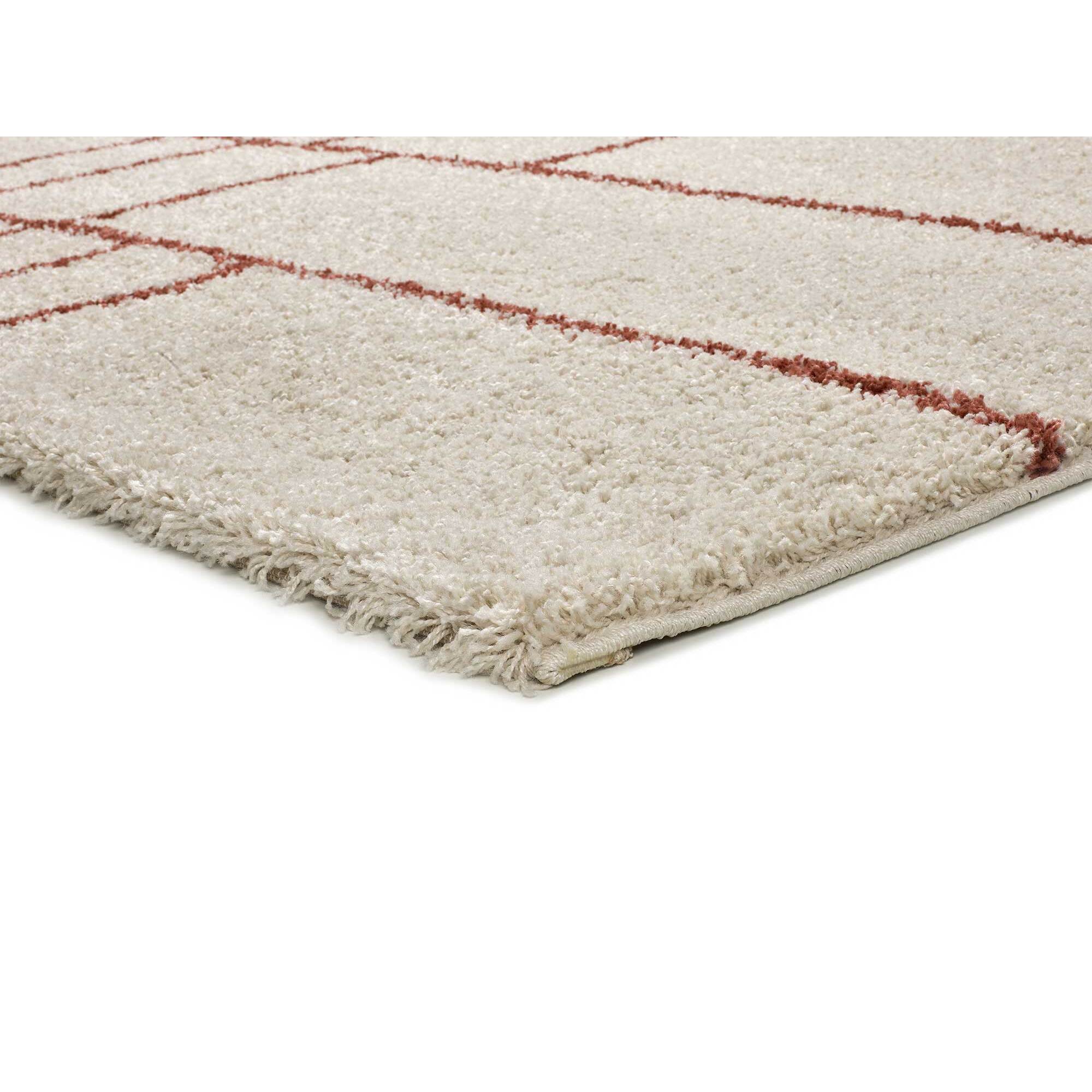 HELIA Alfombra shaggy geométrica en beige y motivos caldera, varias medidas disponibles