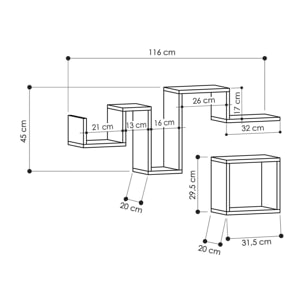 Mensola Dhenriqu, Scaffale, Ripiano a muro, Scaffalatura multiuso, 116x20h45 cm, Antracite