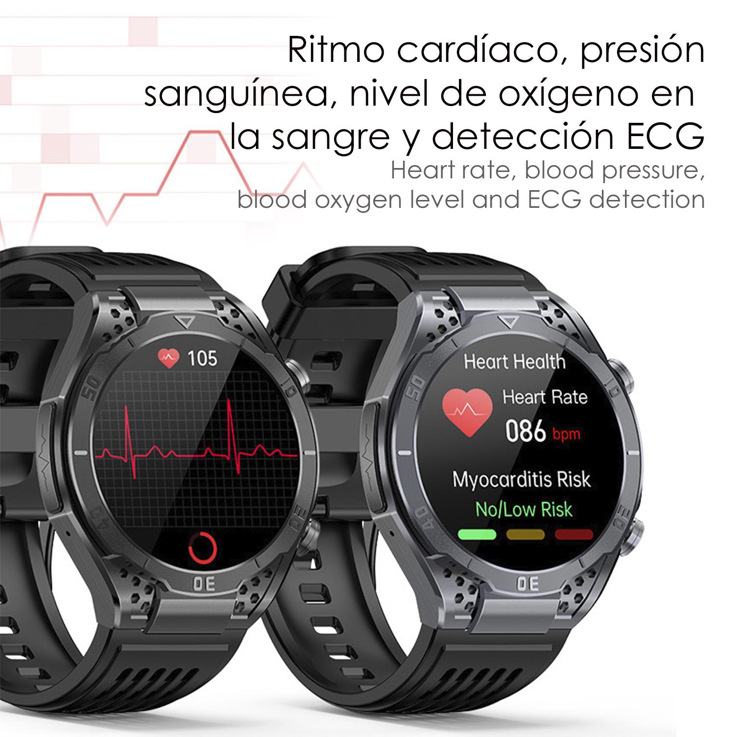 DAM Smartwatch JA01. Monitor de ácido úrico y lípidos, control de glucosa en sangre, electrocardiograma ECG, composición corporal. 5,5x1,1x5 Cm. Color: Negro