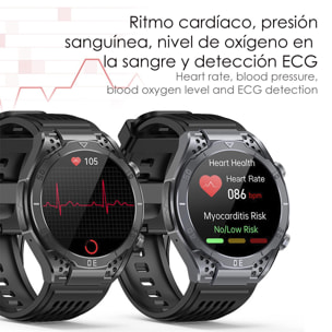 DAM Smartwatch JA01. Monitor de ácido úrico y lípidos, control de glucosa en sangre, electrocardiograma ECG, composición corporal. 5,5x1,1x5 Cm. Color: Negro