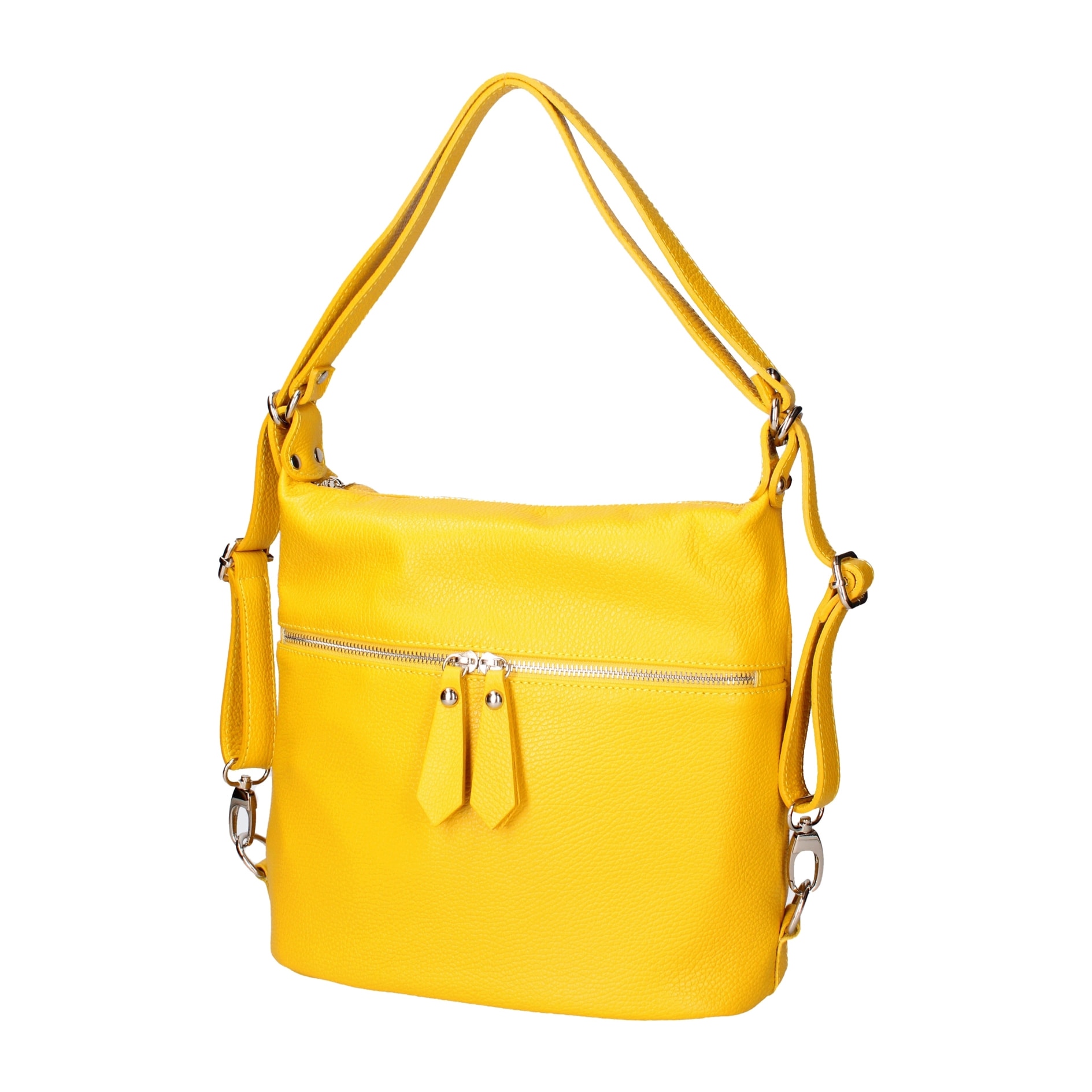 Borsa a spalla convertibile in zaino Bianca da donna In Vera pelle Made in Italy 30x26x9 cm