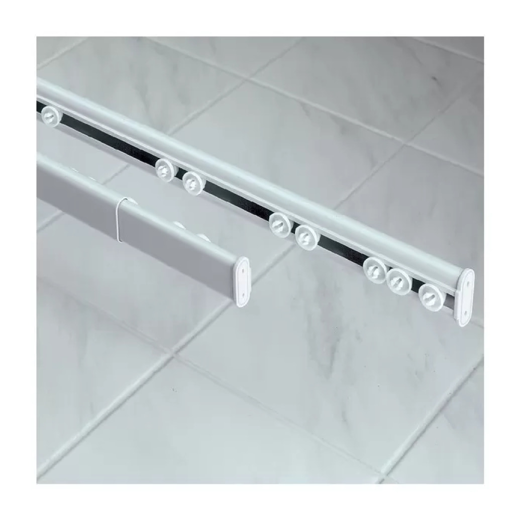 Barre tringle pour rideau de douche ou baignoire extensible sans perçage en Alu SURPRISE 75-125cm Blanc Spirella