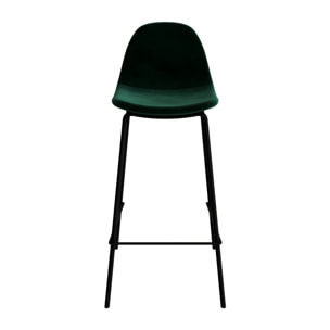 Lot de 2 chaises pour îlot central 65 cm en velours vert foncé - Henrik