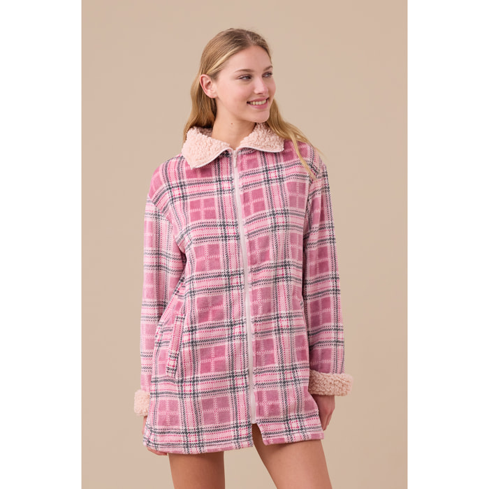 Vestaglia donna invernale in coral articolo scozzese. Noidinotte