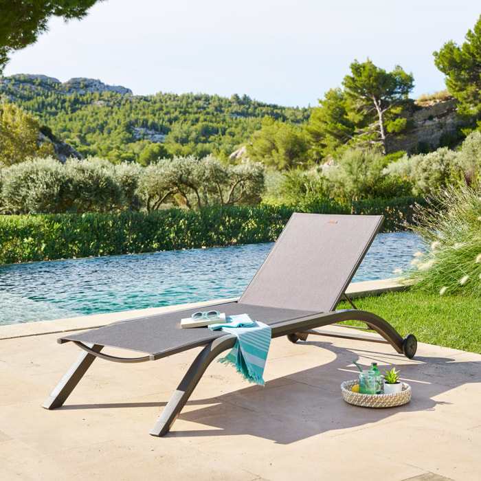 Transat "Jimani" mocha & praline 2 roues en aluminium et texaline