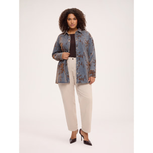 Fiorella Rubino - Giacca camicia reversibile in denim con ricamo floreale - Blu