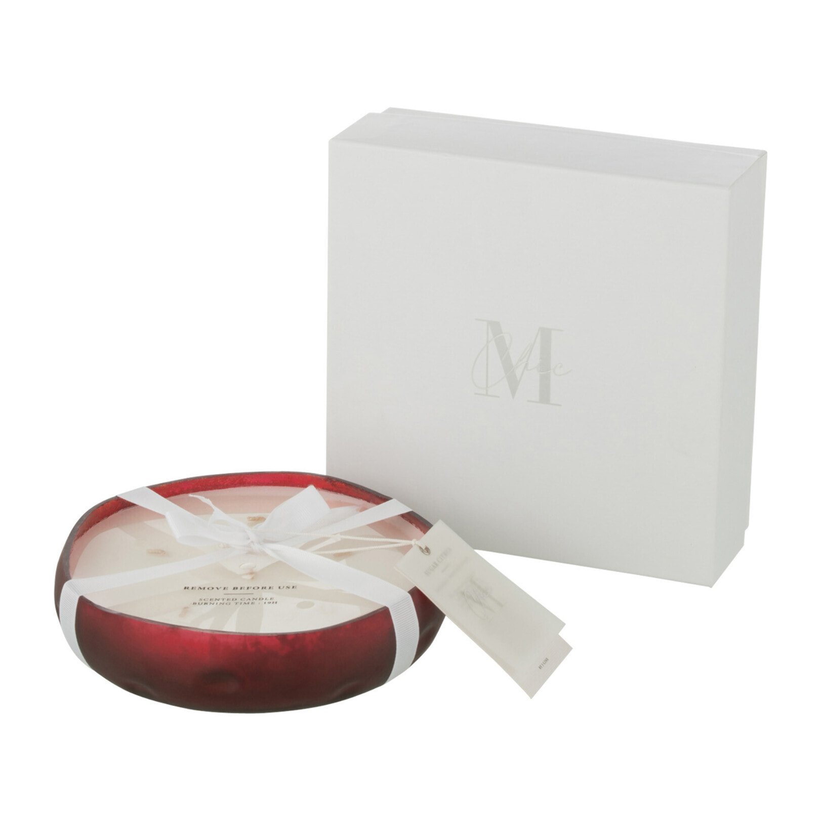 J-Line bougie parfumée M-Chic - Oud & Amber - verre - rouge - medium - 19H