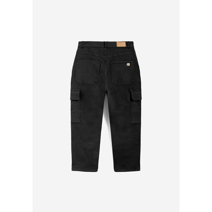 Pantaloni cargo in navetta gamba straight lunghezza cropped