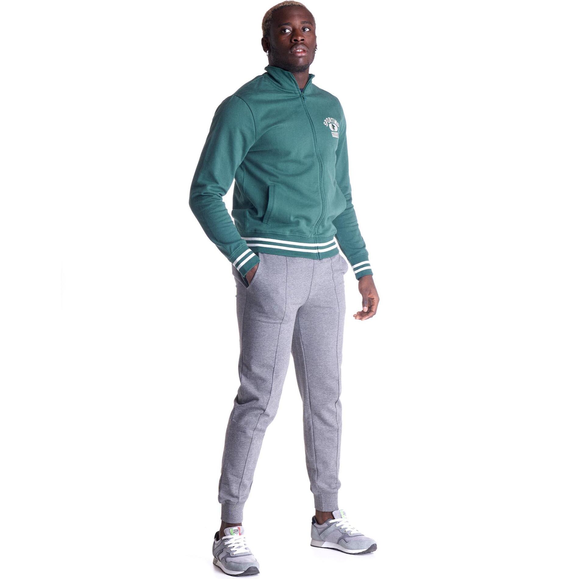 Chándal universitario con cremallera completa y cuello alto para hombre