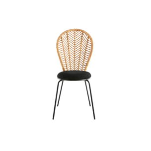 Chaises en rotin, tissu et métal noir (lot de 2) PEACOCK