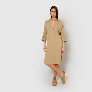 Vestido midi algodón lino cuerda