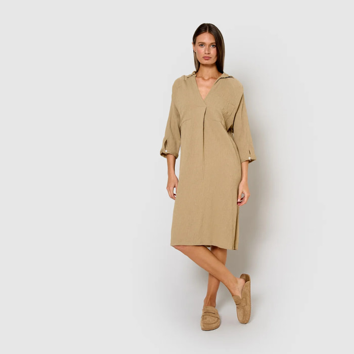 Vestido midi algodón lino cuerda