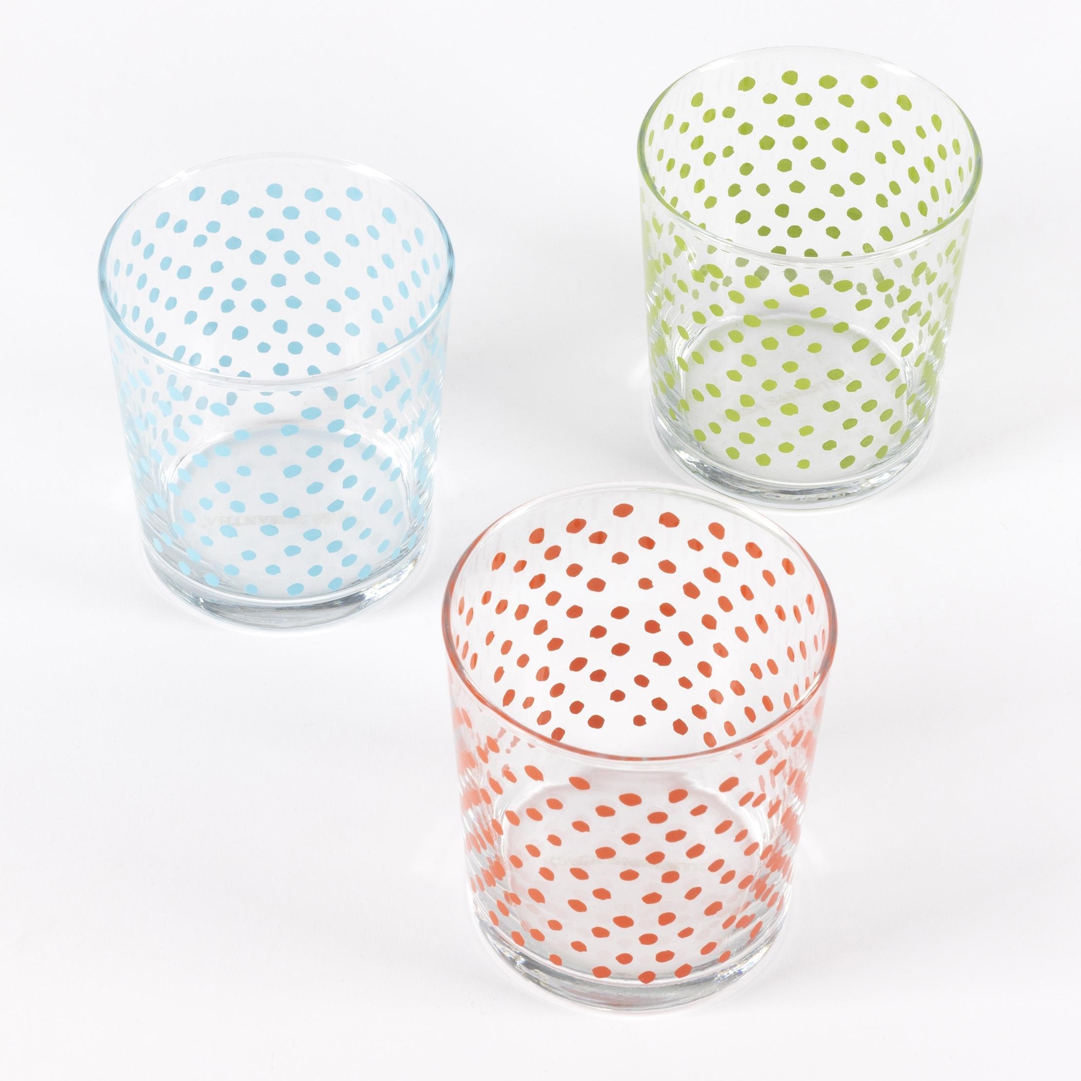 Juego de 3 vasos de agua 0,345l vidrio puntos azul/verde/rojo sabor Casa Samantha