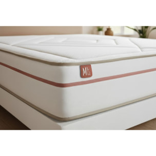 Ensemble Matelas Le Paisible - 24cm - Mémoire de forme - Matériaux éco-responsable - Sommier Tapissier Beige