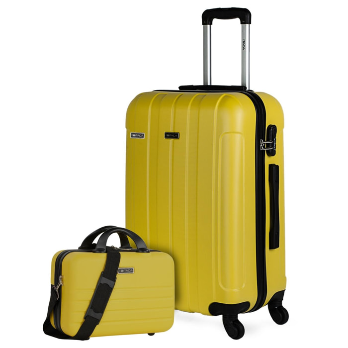 Trolley Mediano 60 Cms Y Neceser Itaca Diamond Amarillo