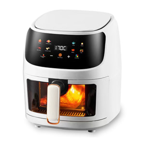 Freidora de aire 8L, 1400W, con ventanade visualización. Panel táctil, 8 programas de cocinado, modos manuales, rejilla antiadherente. PRODUCTO CON EMBALAJE DETERIORADO.