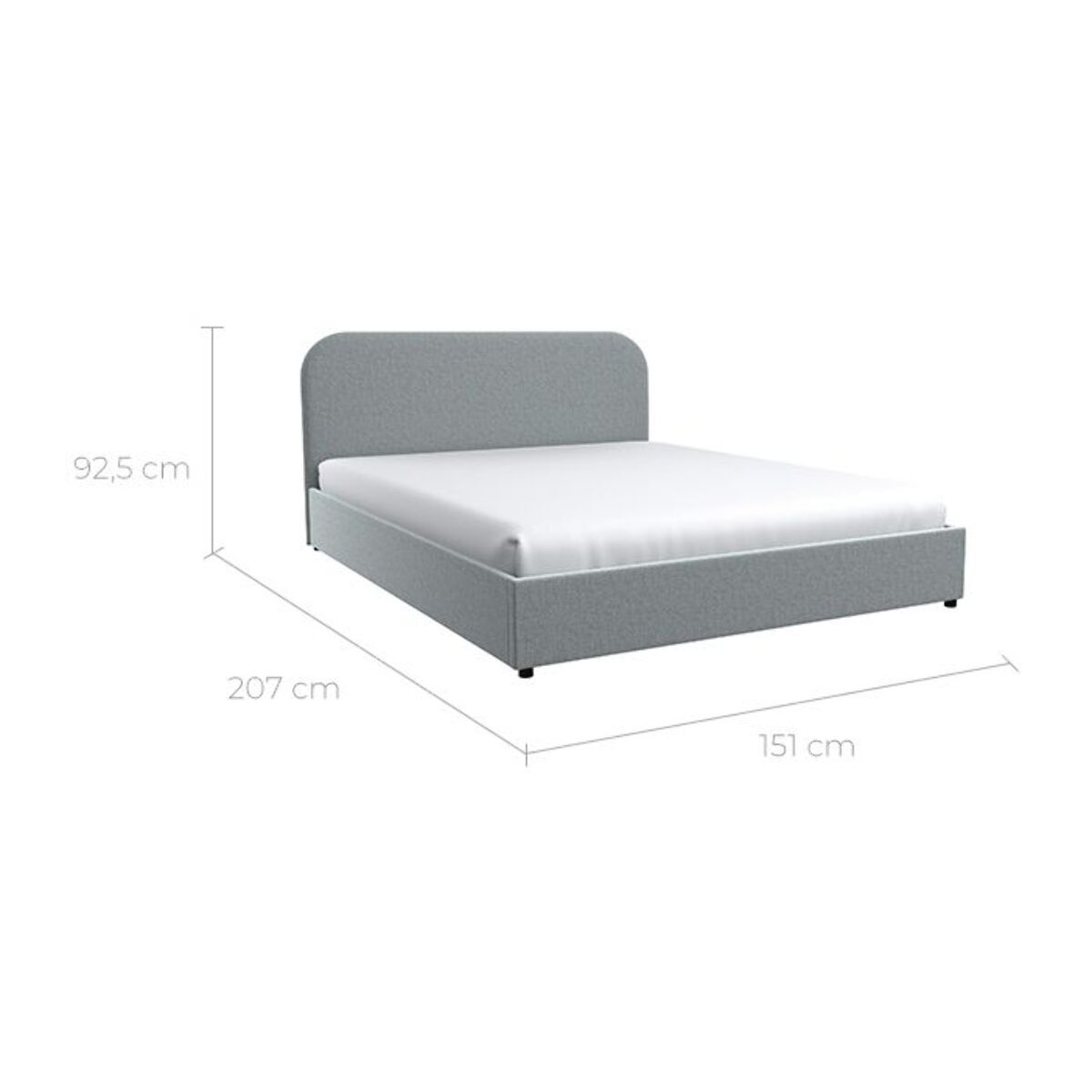 Lit double Tilly avec coffre 140x190 cm en tissu gris