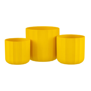 J-Line cache-pot Summer - céramique - jaune - large - 2 pcs - Ø 18.5 cm