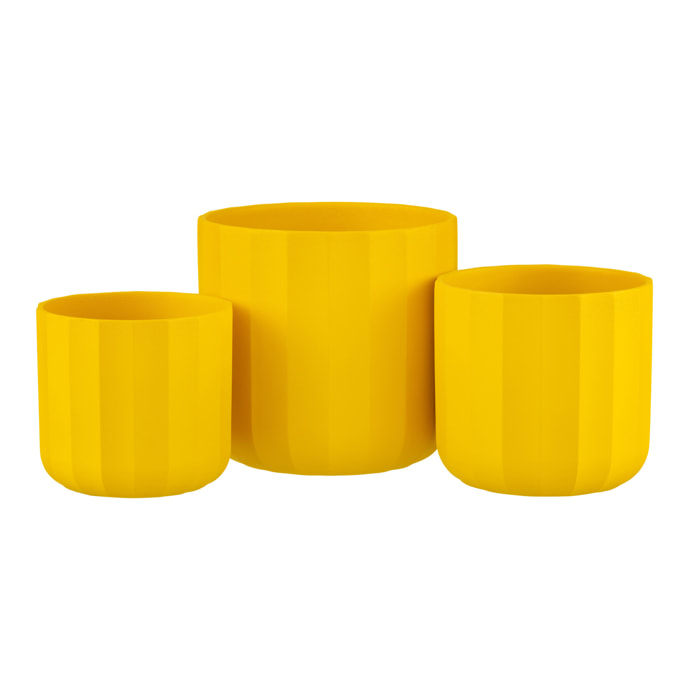J-Line cache-pot Summer - céramique - jaune - large - 2 pcs - Ø 18.5 cm