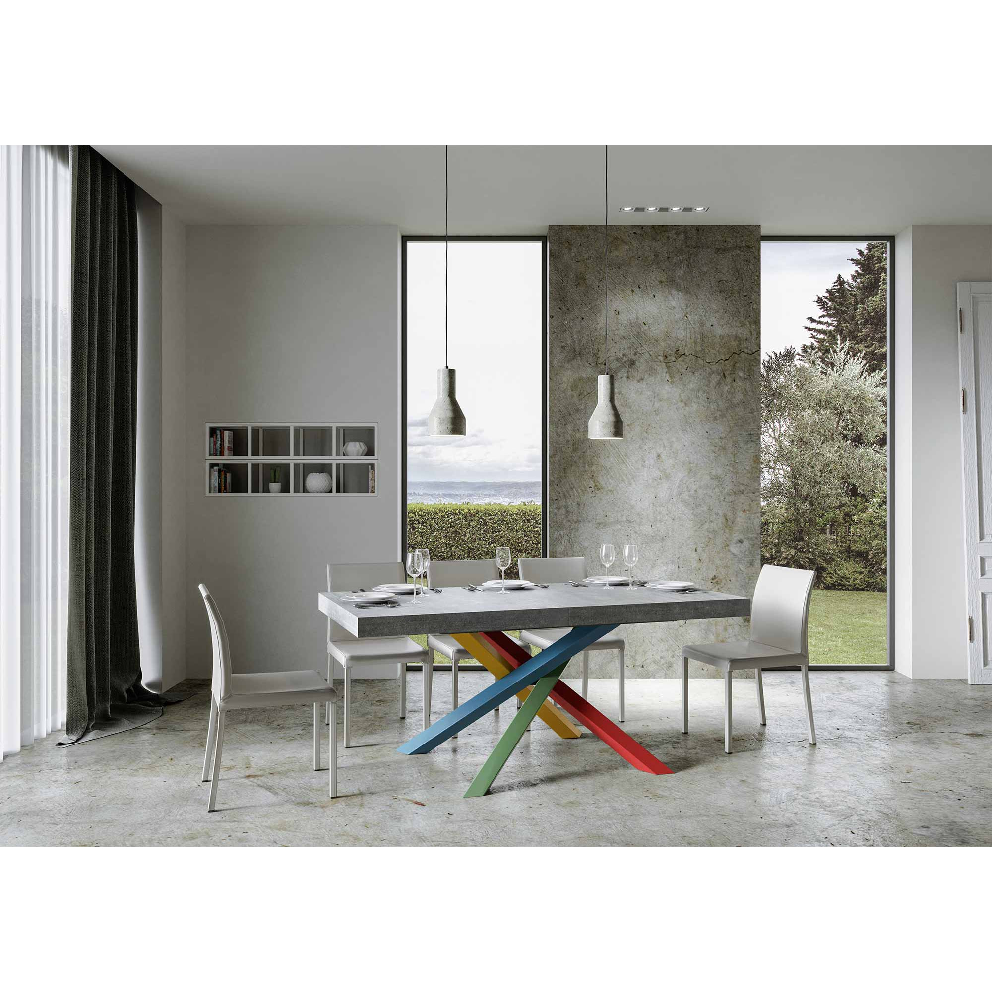 Table extensible 90x180/440 cm Volantis Gris Béton cadre 4/B