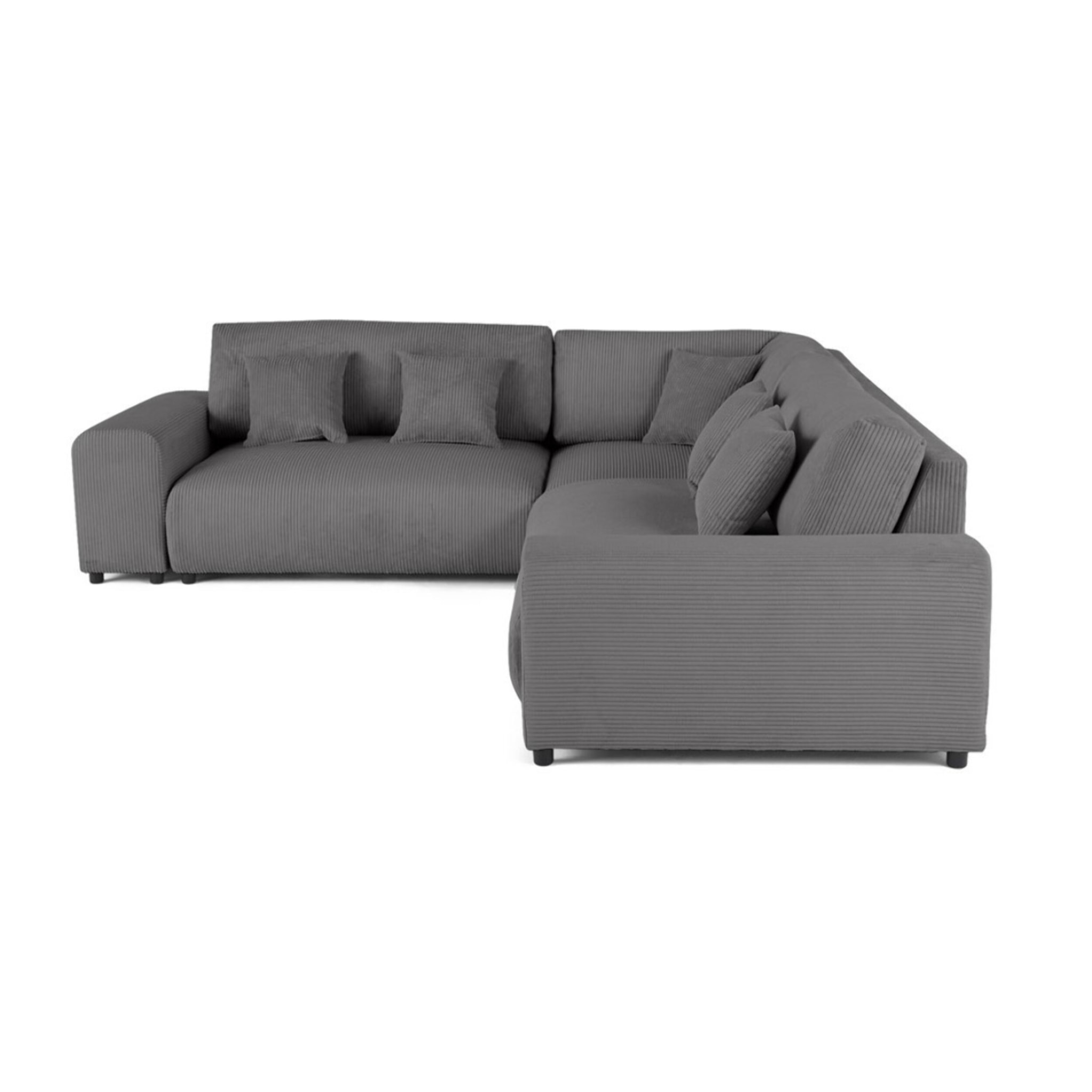 Garance - canapé modulable d'angle gauche - 5 places - en velours côtelé - Gris foncé