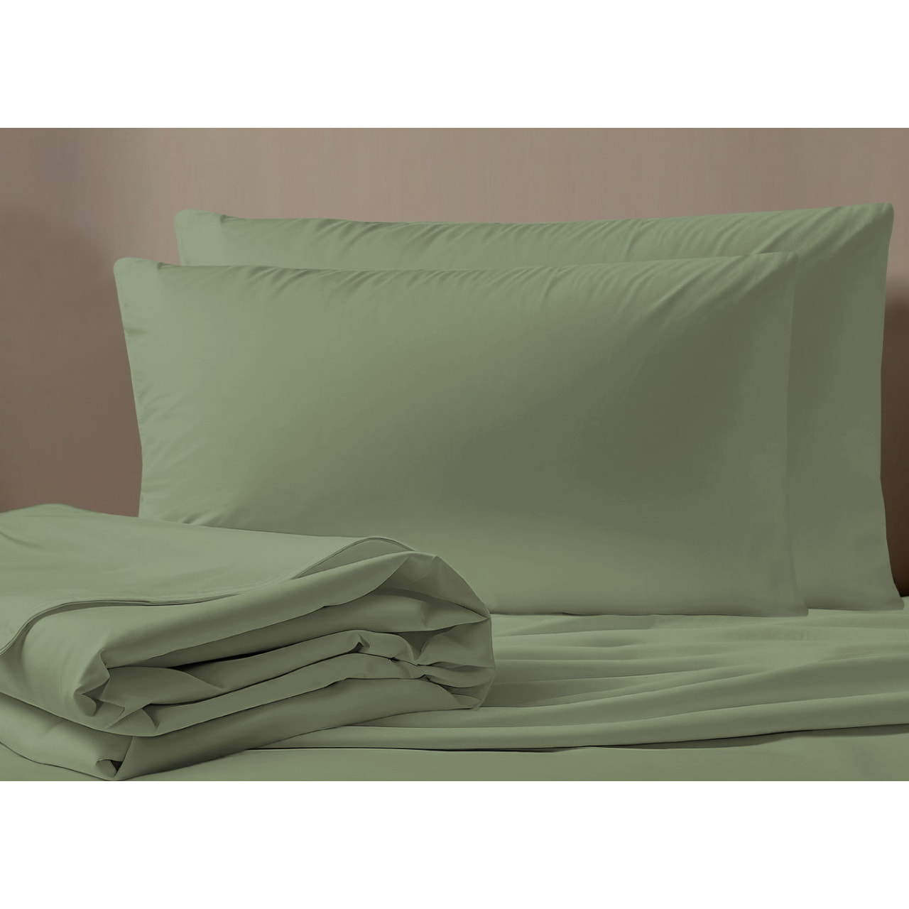 Completo Lenzuola No Stiro In Tinta Unita Con Angolo H.27 cm Colore Salvia