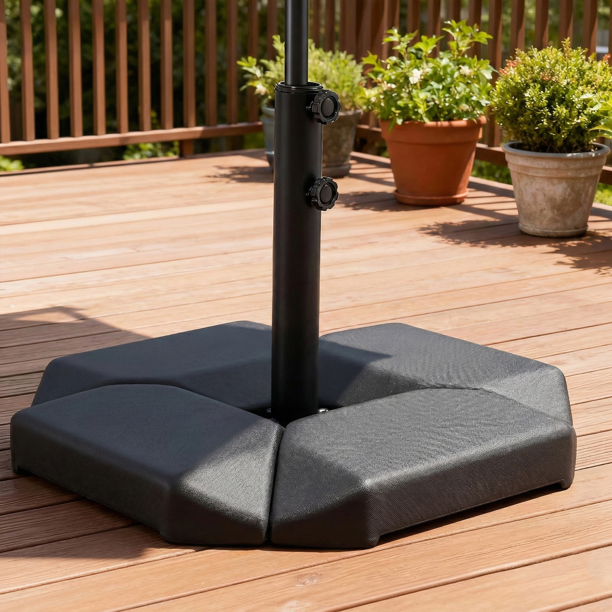 Base para Sombrilla de 4 Piezas, para Cantilever y de Doble Cara, Soporte para Parasol de HDPE Rellenable con Agua 77 kg o Arena 100 kg, para Jardín, Patio, Terraza, Negro