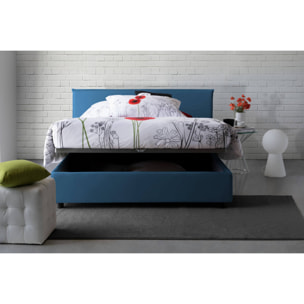 Letto matrimoniale Betty, Letto contenitore con rivestimento in tessuto, 100% Made in Italy, Apertura frontale, adatto per materasso Cm 160x190, Blu