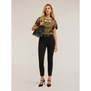 Motivi - Pantalones chinos Kendall en sarga de algodón - Negro