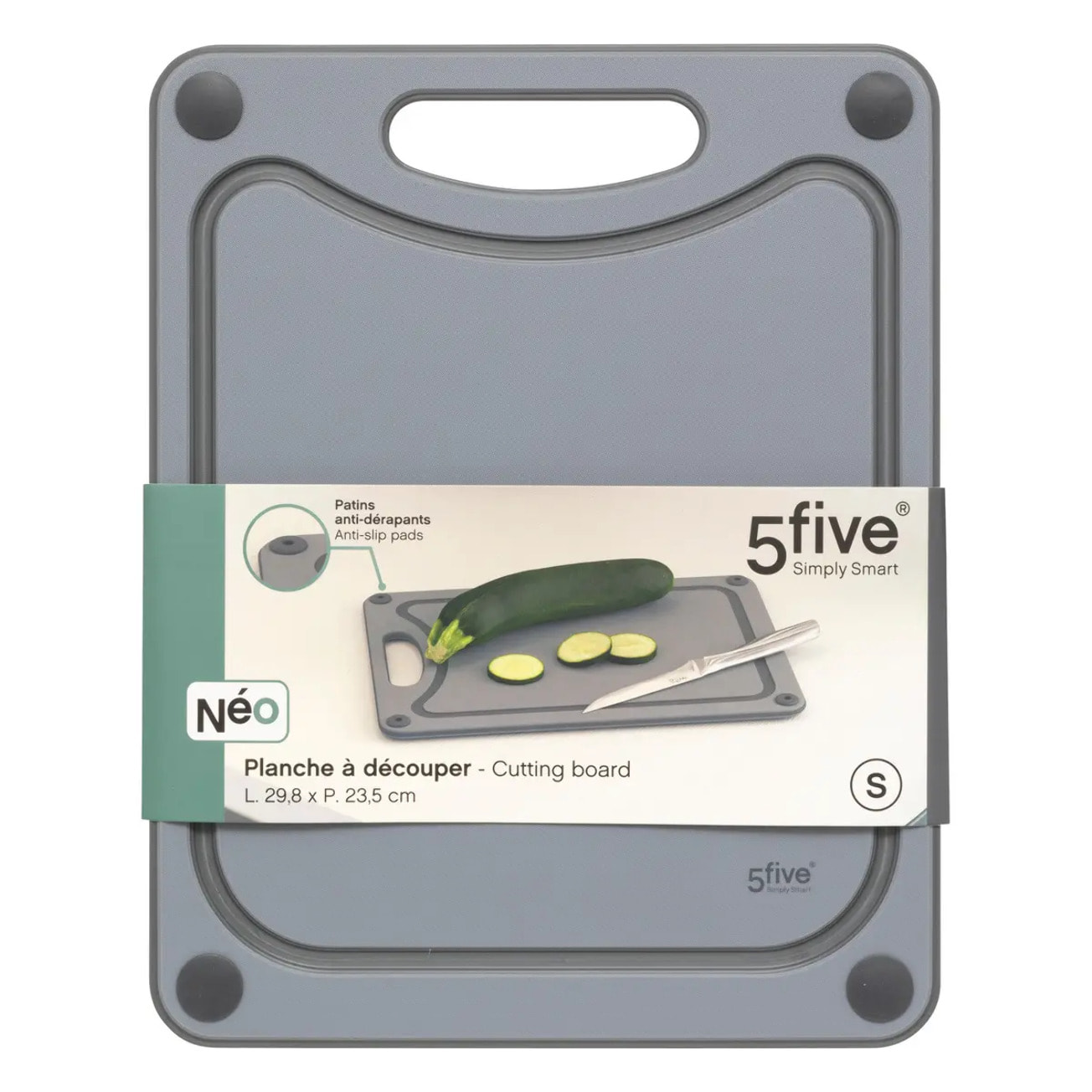 Planche à découper "Néo 2" en plastique gris 29,8x23,5cm