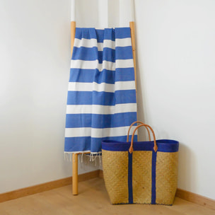 Fouta plate traditionnelle Bleu 100x200 190g/m² - Transat Royal