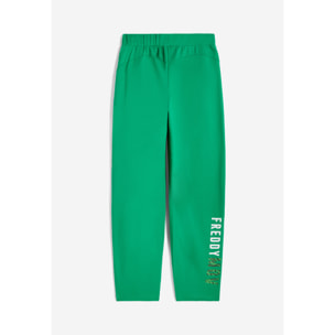 Pantaloni carrot fit in french terry con grafica sul fondo