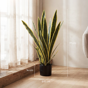 Plante artificielle Sansevieria H.77cm 21 feuilles ajustables grand réalisme