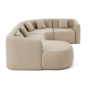 Ikare - canapé modulable d'angle gauche - 5 places - avec méridienne - en tissu - Beige