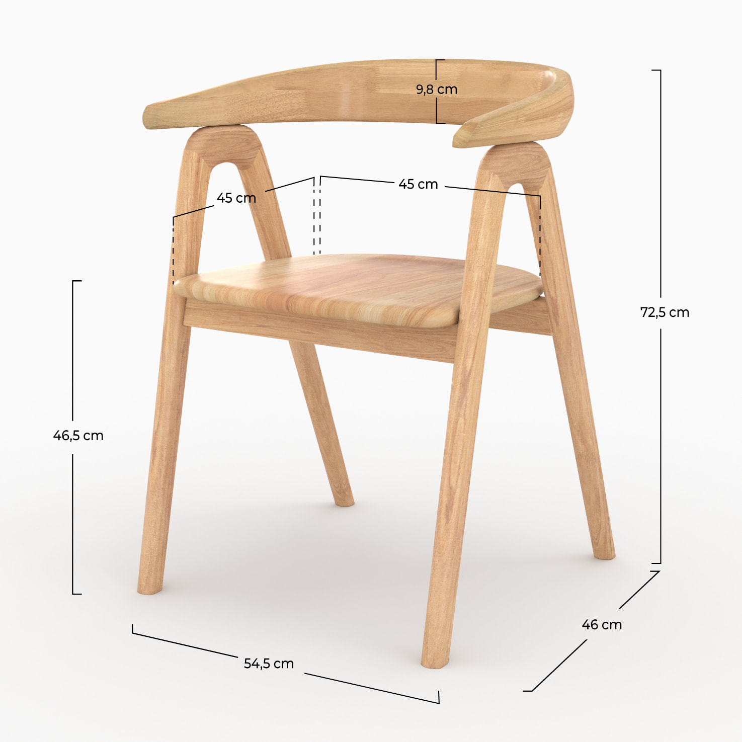 Chaise en bois d'hévéa clair - Hawa