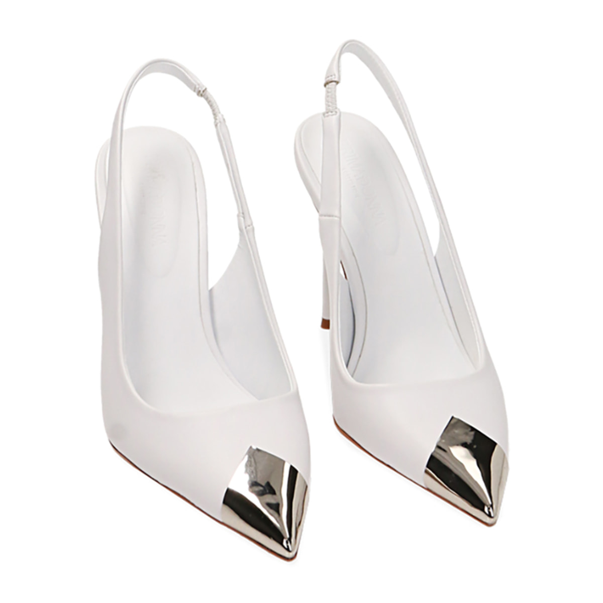 Décolleté slingback bianche con puntale, tacco 10,5 cm