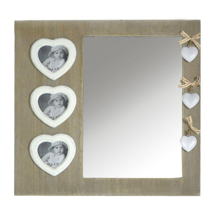 Specchio vintage con portafoto cm39,5x39,5x2